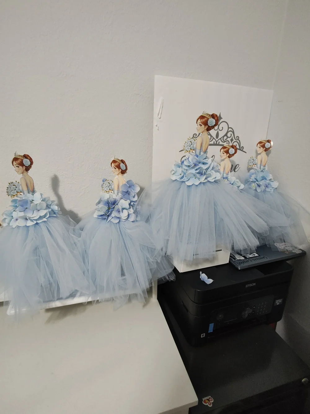 5-Pc Blue Princess Cups Centerpieces Mis 15 / Sweet 16 Decor